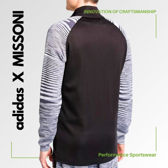 ADIDAS X MISSONI Men's 'PHX' Knit Space-Dyed Melange Jacket Black/White/Gray - L - Picture 12 of 13